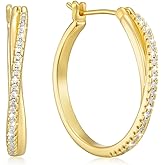14K Gold Earrings for Women 15mm/20mm/25mm/30mm/35mm Gold Hoop Earrings Gold X-shaped Huggie Earrings