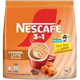 Nescafe 3 in 1 CARAMEL Coffee Latte - Instant Coffee Packets - Single Serve Flavored Coffee Mix