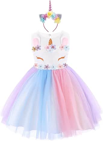 Vestido de Tutu Princesa Unicornio Arco iris Fiesta de cumpleaños