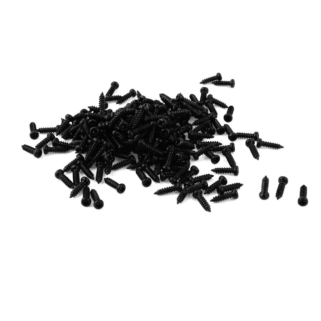 Sourcingmap 200pcs Auto Black Phillips Bolt Cross Head Screw Fastener 2.3mm x 8mm