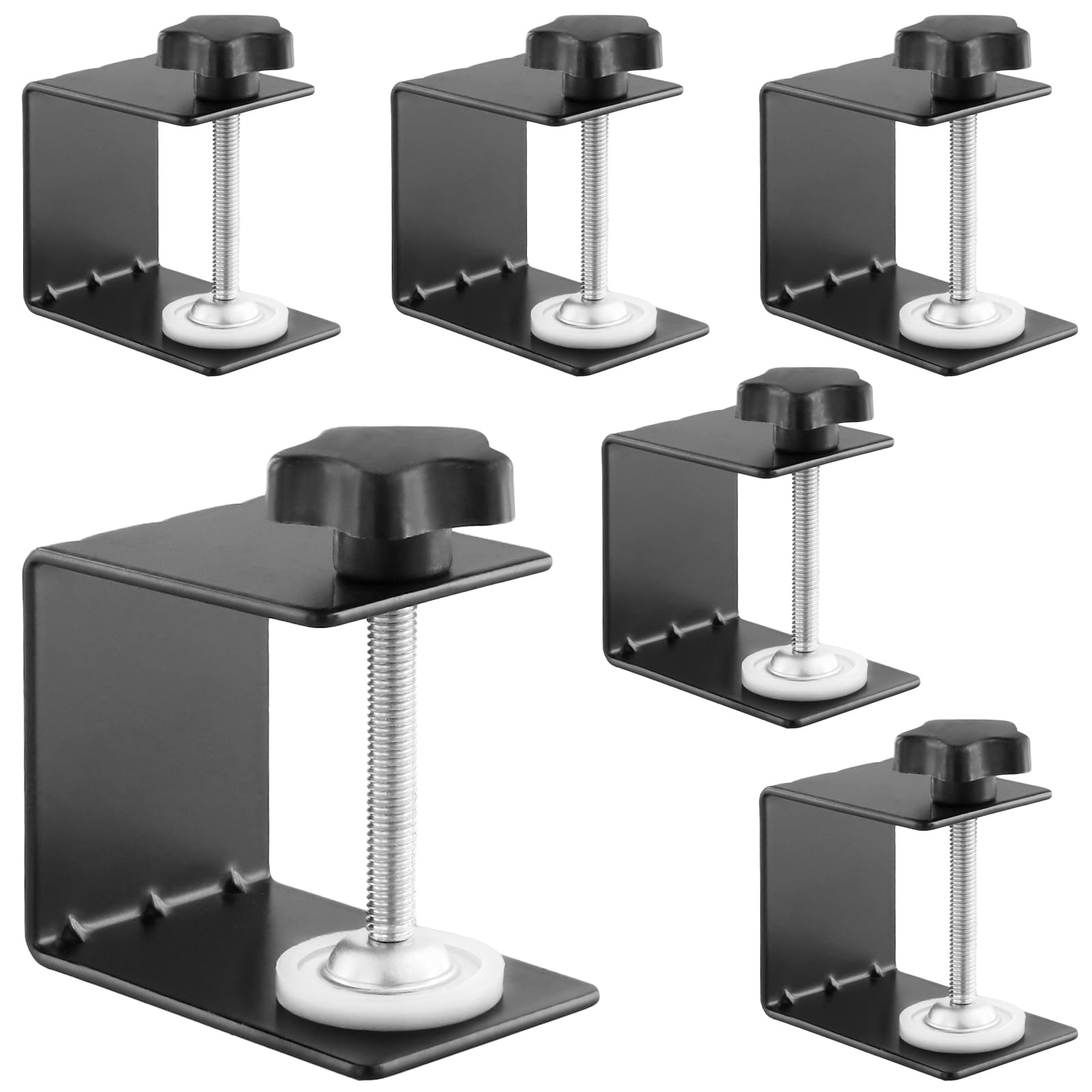 SINJEUN 6 PCS Black C Clamp, Cold-Rolled Steel Tiger Desk Fence Clamp, Drawer Front Installation Clamps for Furniture Cabinet Drawer Front Installation