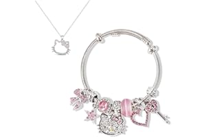 COIOR 2PCS Bracelet Set Gift for Girls, Adjustable Stainless Steel Bracelet and Necklace, Fashion Anime Cartoon Accessories for Ladies Women Girls Sisters Kids Bff Friendship Wife Birthday Gift