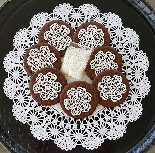 24 Total (12 Vegan Edible Lace 6-Petal Flower Topper + 12 Chocolate Wafer Cookie Do It Yourself Kit