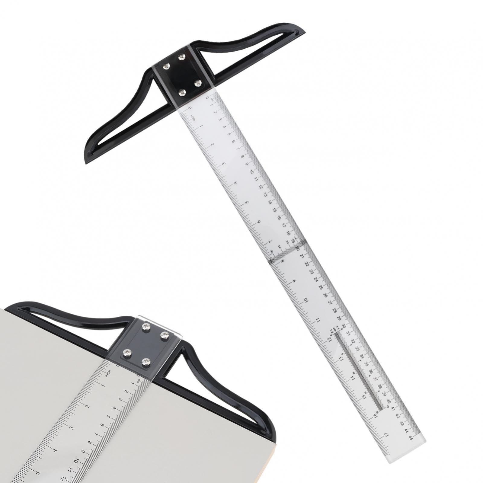 Smgda T Square Ruler, 45cm / 18Inches Clear Acrylic Woodworking Scriber Measuring Tool, Detachable Dual Scale T Shape Ruler For Drawing, Drafting, Architects
