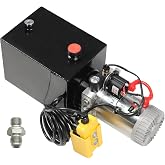 Nakkaa 12V DC 8 Quart Single Acting Hydraulic Pump Hydraulic Power Unit | Hydraulic pump with 8 qt reservoir, Powers lifting with gravity lowering, Replacement hydraulic pump for dump trailer trucks
