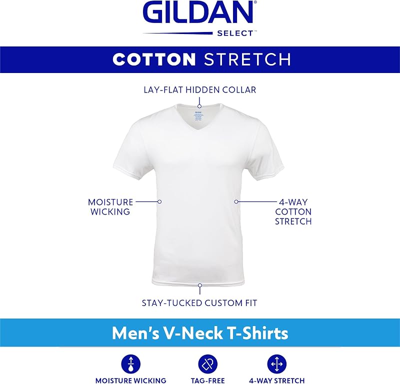 Herren Baumwoll-Stretch-T-Shirts, Multipack Unterwäsche, Artic White (V-Ausschnitt 3er-Pack), XX-Large