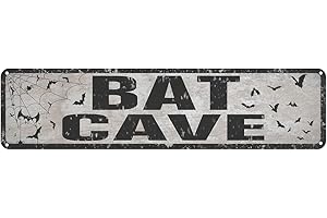 Jacevoo Bat Cave Metal Street Sign Vintage Rustic Decor Coffee Shop Bar Bedroom Home Wall Decoration Bat Cave Sign 4x16 Inch Man Cave Sign