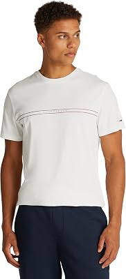 T-Shirt Manches Courtes Homme Slim Entry Graphic Tee en Coton, Blanc (Ecru), XXL