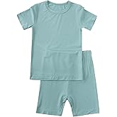 Aablexema Baby Short Summer Pajamas - Toddler Cool Jammies Pjs Rayon from Bamboo,2pcs Kids Sleepwear Set for Boys Girls