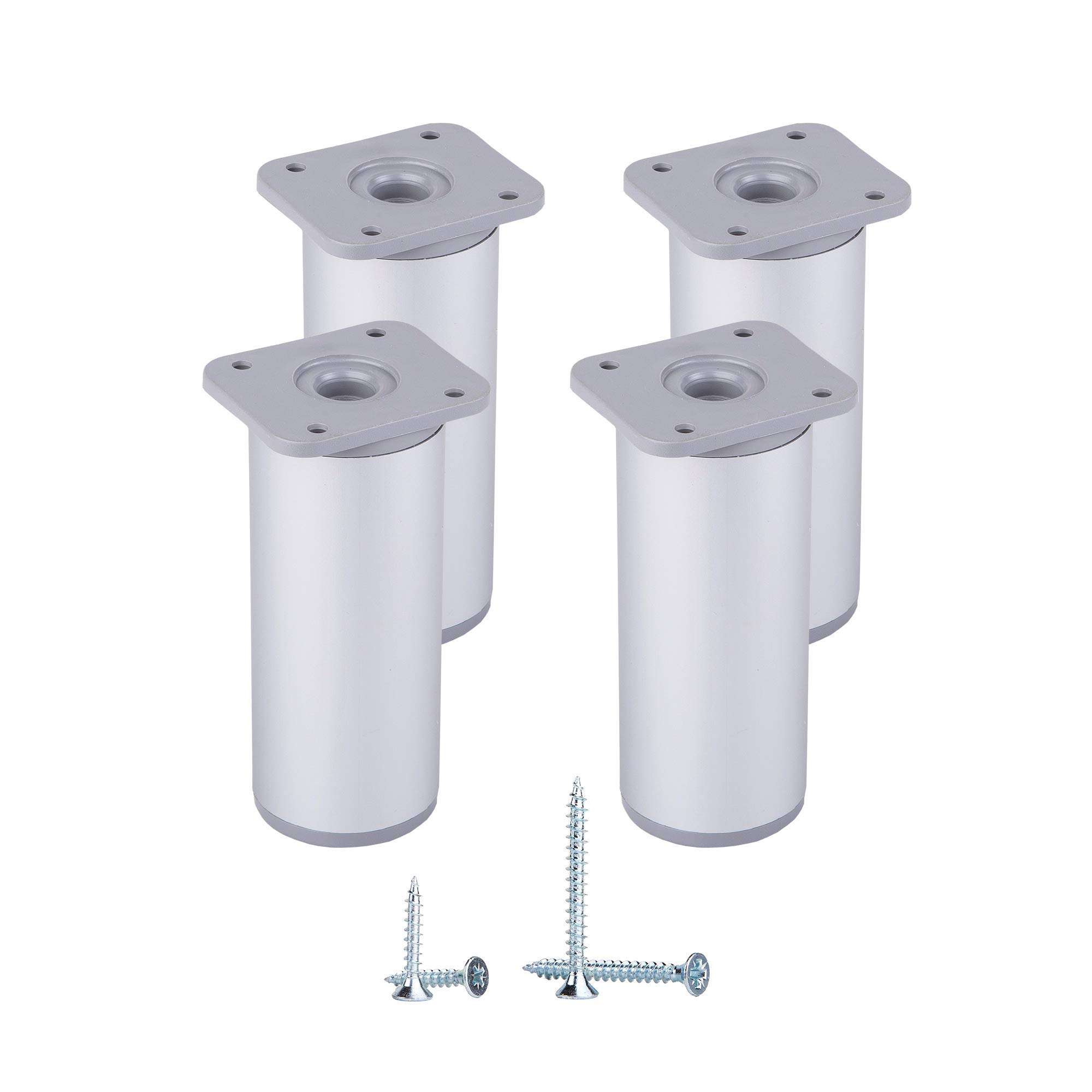 Diforma Round furniture legs, adjustable in height, material: plastic and aluminum, screws included,10 cm Height