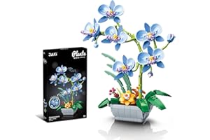 JAKI Blue Orchid Building Set Adults Flowers Building Blocks Artificial Flowers Home Decor Toys Building Set for Girls 8+ DIY Gifts for Women/Mom/Her/Wife/Girlfriend (Blue Orchid)