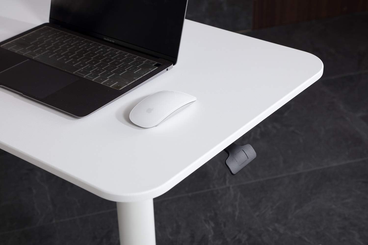 FRNIAMC Pneumatic Mobile Laptop Table Standing Desk Height Adjustable Rolling Sit-Stand Computer Cart with Wheels Heavy Duty Tray(White): Kitchen & Dining