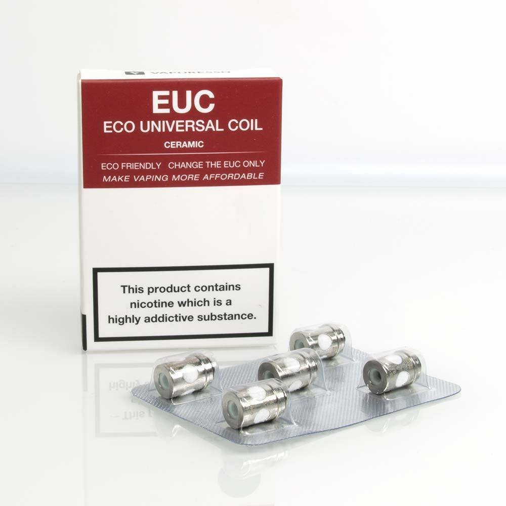 VAPORESSO Ceramic EUC Coils - 0.3 Ohms - 5 Pack - Fits Veco, Estoc, Tarot Nano, Mini