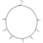 Sacina Spike Chain Necklace, Emo Punk Grunge Necklace, Goth Jewelry, Christmas Jewelry Gift for Women