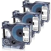 Oozmas Replacement for Dymo 45013 Label Maker Refills D1 Label Manager 160 Tape A45013 45013s S0720530 Compatible with Dymo D1 Labelmanager 280 Black on White 1/2 Inch x 23 Feet, 3 Cartridges