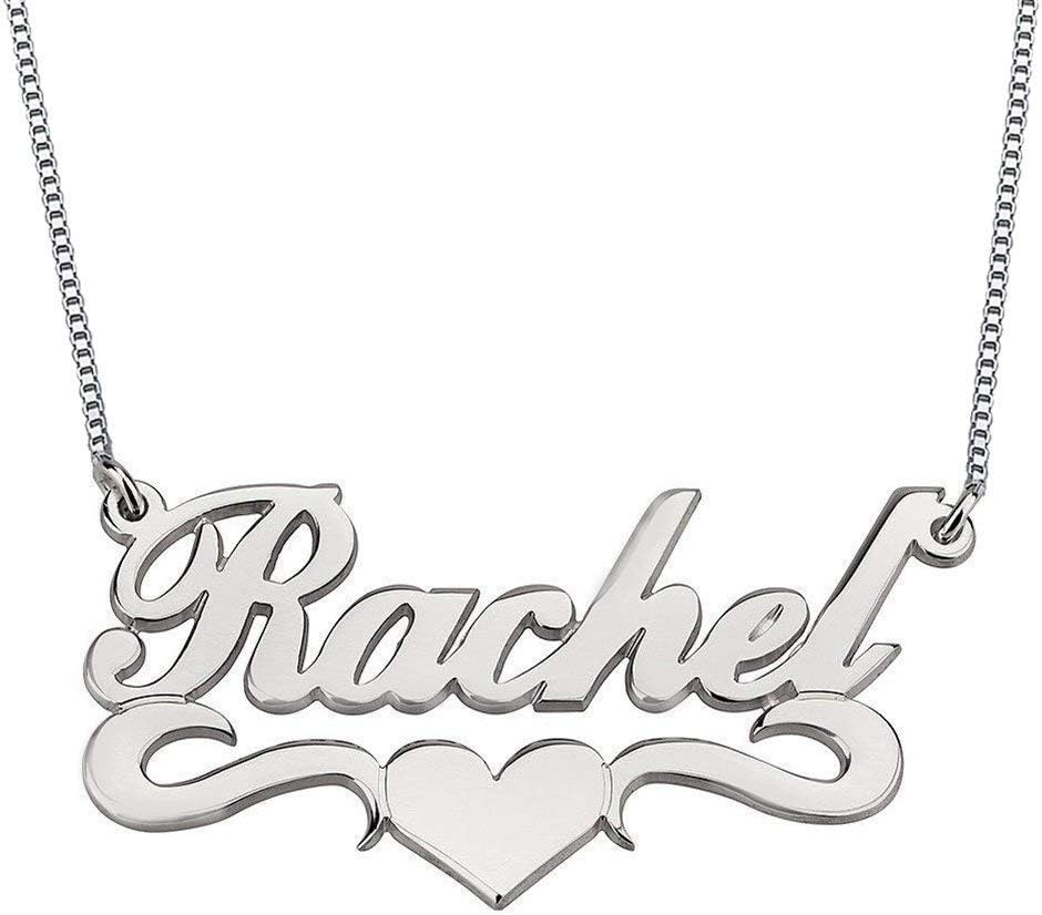 HACOOL Personalized Names Custom Name Necklace Pendant in 18K Gold Plated Custom Made with Any Name Chain