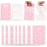 MVVM 100Pcs Bow Party Favor Bags, Pink & White Bow Goodie Bags, Coquette Candy Favors for Wedding Baby Shower Engagement Party Supplies