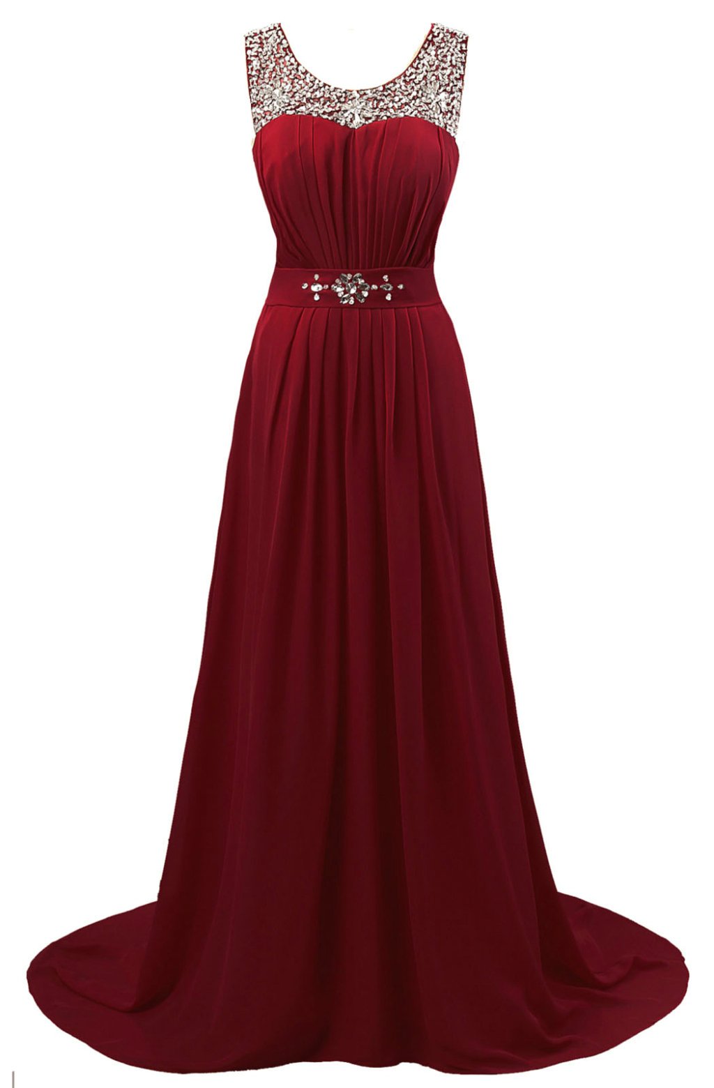 Vantexi Women's Beaded Straps Chiffon Bridesmaid Dress Prom Gown
