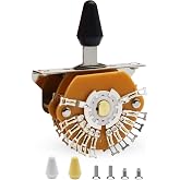 SAPHUE Guitar 5-way 24 legs Super Switch Pickup Selector Super 4-Pole Double Wafer for Strat/Tele Guitars with Black/Ivory/White Tip(5-way 24 legs Switch)