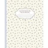 Blue Coquette Composition Notebook: Cute Flowers | College Ruled | 7.5 x 9.25" | 110 Pages