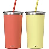 CUPKIN Stainless Steel Insulated Tumbler with Lid and Straw, 20 oz Water Bottle & Straw, Stainless Steel Cups, Travel Coffee Mug for Adults, Iced Coffee Cup with Lid, Tumbler for Travel