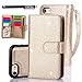 iPhone 7 Case, TabPow 10 Card Slot - [ID Slot] Wallet Folio PU Leather Case Cover With Detachable Magnetic Hard Case For iPhone 7 (4.7 Inch) - Glitter Gold