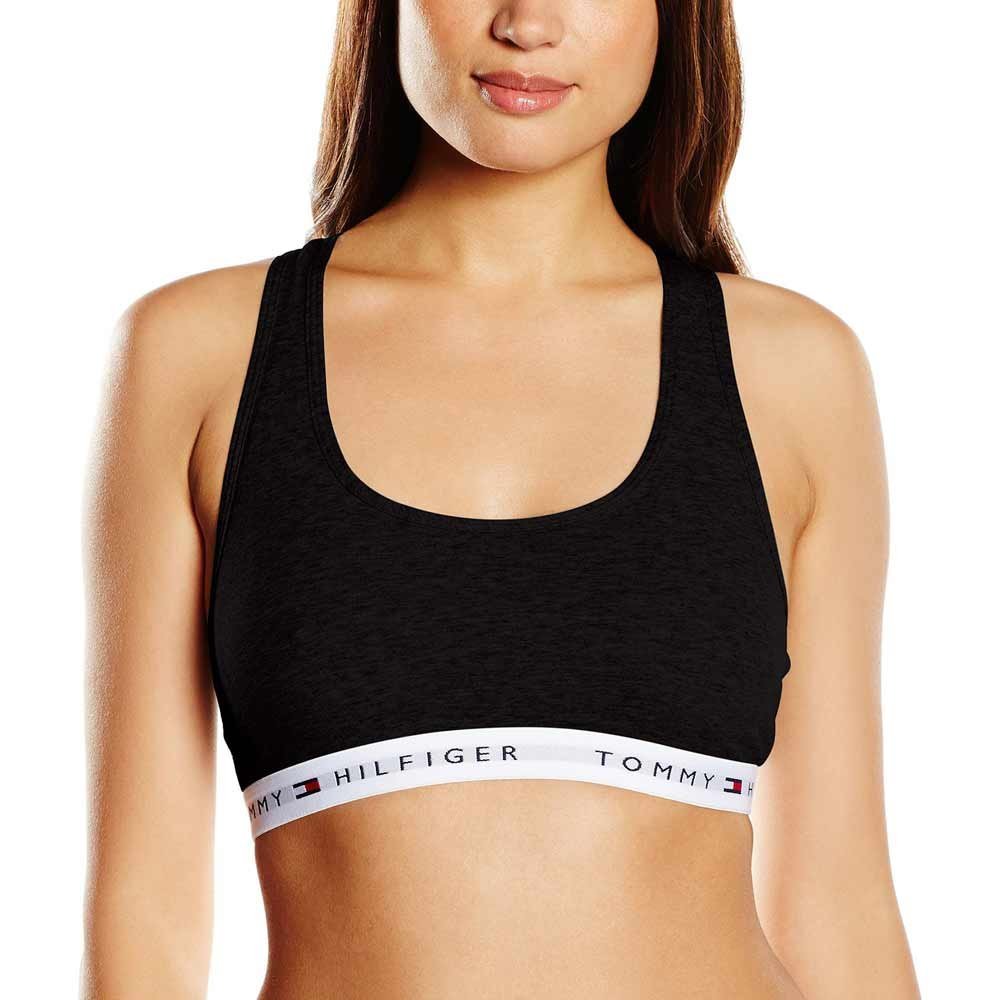 Tommy Hilfiger - Womens Bralette - Iconic Cotton Bra - Racer Back Bra - Tommy Hilfiger Women Underwear - Organic Cotton - Black - S