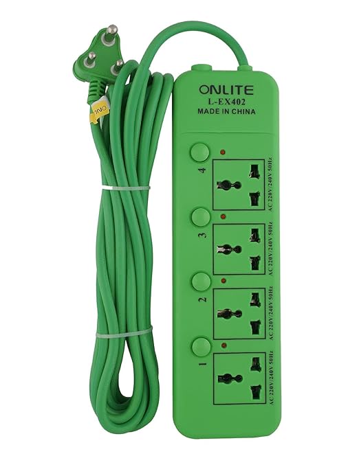 AJ Power Extension Box/Board/Cord 4 Sockets, 5 Meter Wire, Spike Auto
