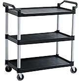 Ganggend Utility Cart with Wheels, 3 Tier Heavy Duty Rolling Service Cart with 440lbs Loading Bearing Capacity for Restaurant