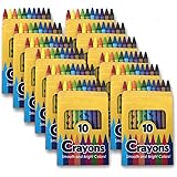 12 Pack Crayons - Wholesale Bright Wax Coloring Crayons in Bulk, 10 Per Box, 12 Box Bundle Art Set
