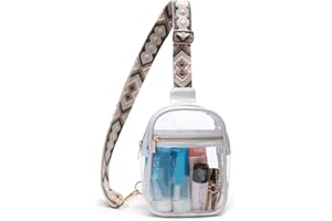 Bunnychill Clear Sling Bag - Stadium Approved Fanny Pack for Women & Men - Transparent Crossbody Bag with Adjustable Guitar Straps for Sports, Beach, Events, Concerts, Festivals