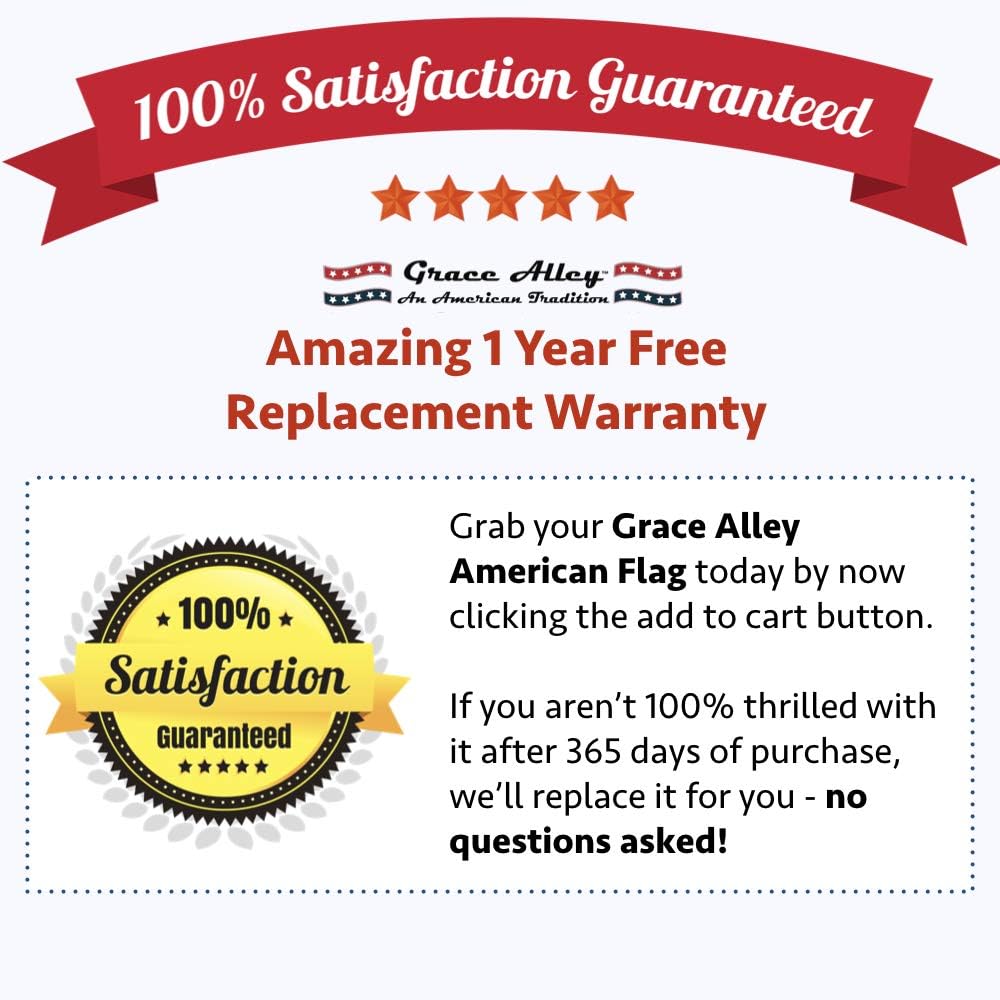 Grace Alley American Flag: 3x5 FT US Flag - 100% Made in USA. Embroidered Stars, Sewn Stripes and Brass Grommets. Fade Resistant, Heavy Duty, Long Lasting Nylon for Outdoor Durability. : Garden & Outdoor