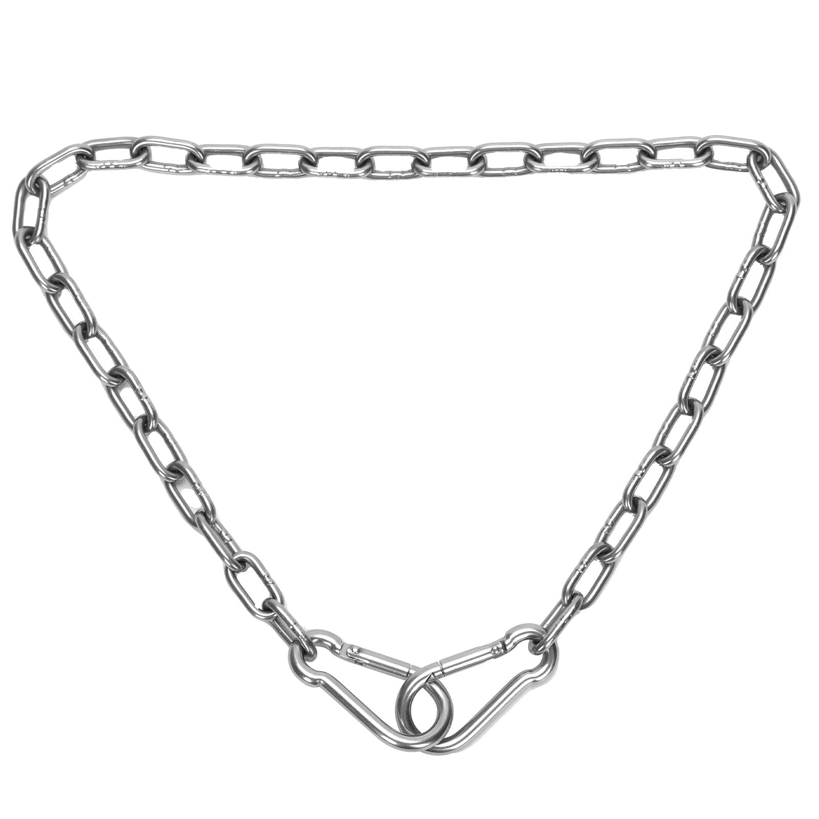 Gate Chain, 24.02 Inch Stainless Steel Hanging Swing Chain with Double-Ended Carabiners Farm Gate Link Chain Latch for Indoor Fence Outdoor Hammock (3mm Thick, Silver)