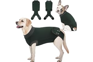 IDOMIK Dog Recovery Suit - Female Spay & Male Neuter Post Surgery Onesie, Anti-Licking Abdominal Wound Bandage & E-Collar Cone Alternative