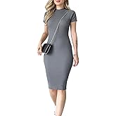 CutieLove Women's Casual Bodycon Midi Dress Short Sleeve Ribbed Knit Slim Fit Midi Dresses