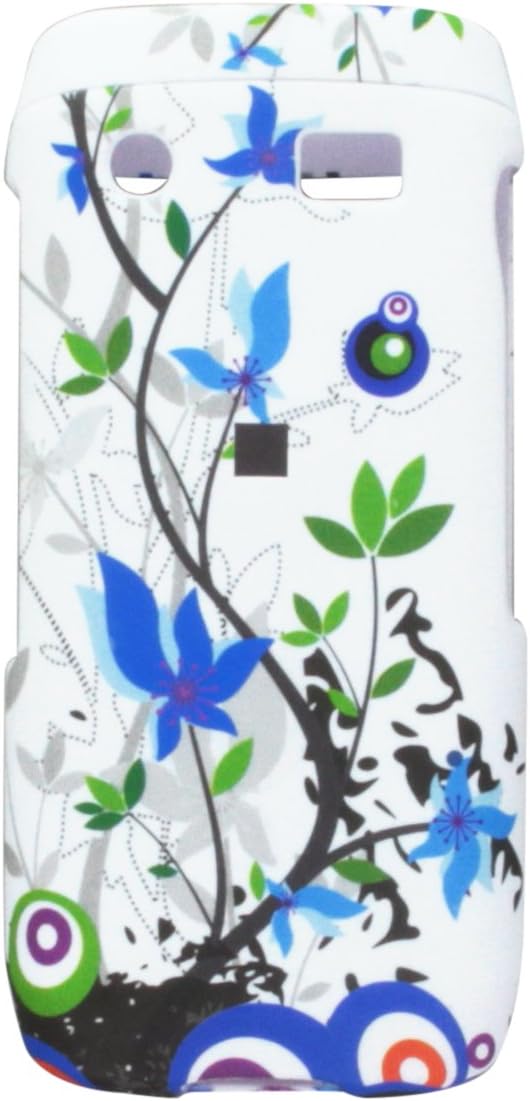 Luxmo CRBB9100WTSRFL Unique Durable Rubberized Crystal Case for BlackBerry Pearl 9100 - Retail Packaging - White Spring Flower