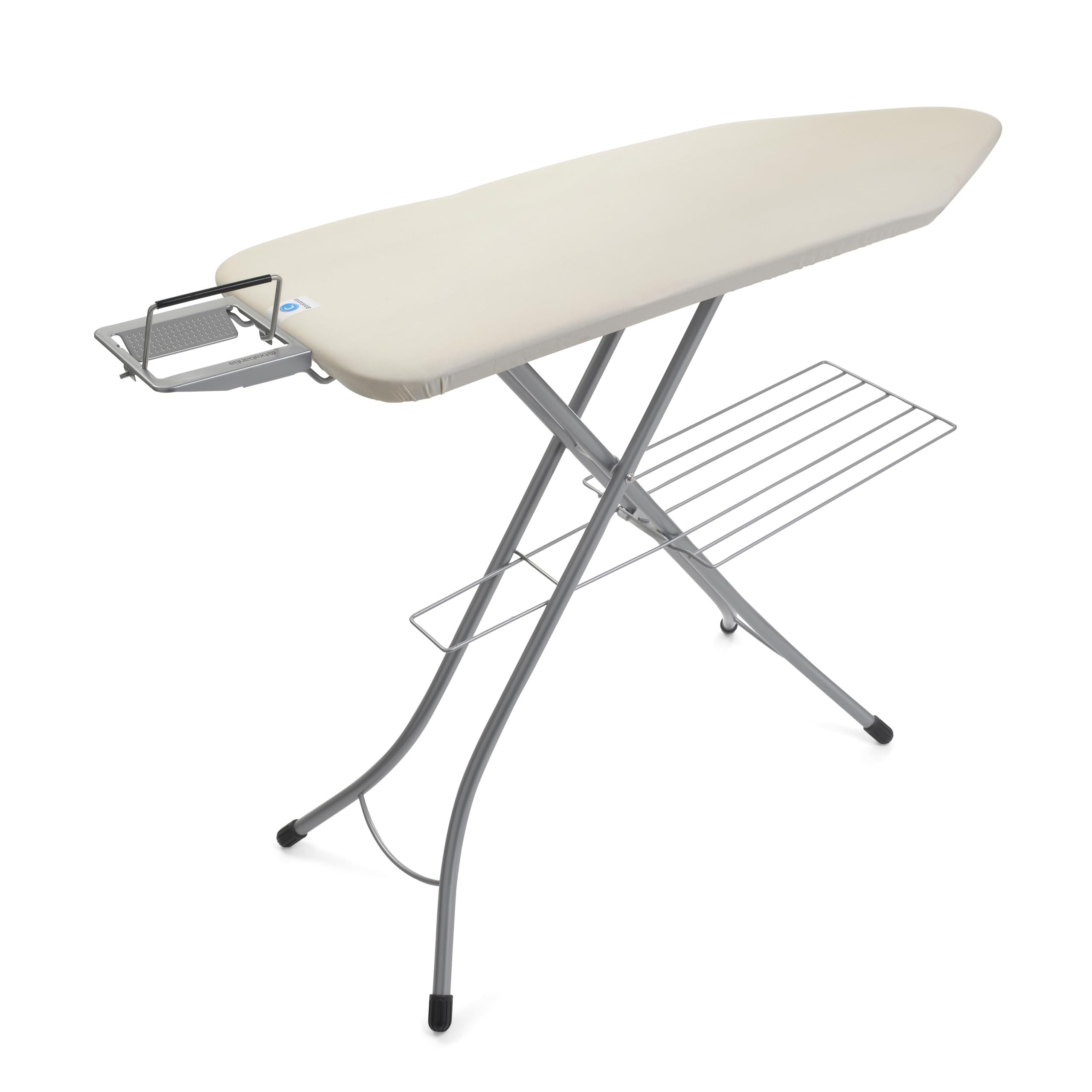 Brabantia Size C Ironing Board (49 x 18in) 7 Height Options, Adjustable Steam Iron Rest Holder & Linen Rack (Ecru) Non-Slip Feet, Anti-Collapse Child Locks