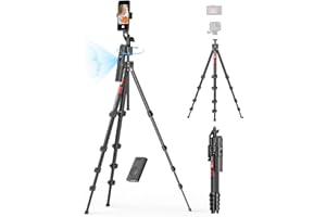 USKEYVISION Auto Face Tracking Tripod for iPhone 360°Rotation w/Camera Mount,Phone Tripod w/Remote,Selfie Stick for Android &