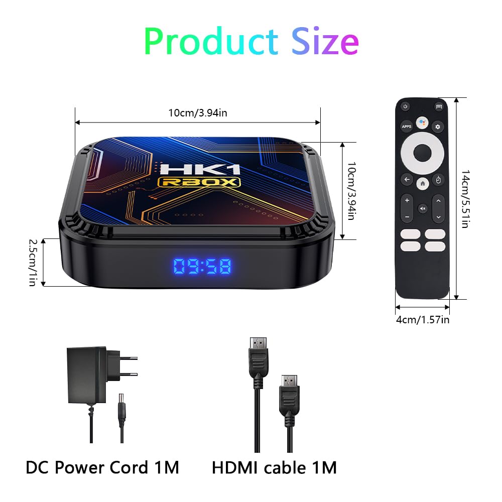 Android 13.0 TV Box 4GB RAM+64GB ROM, Box Support 4K/6K/8K WiFi 5 RK3528 Chipset with HDR10 Bluetooth4.0 USB 2.0/3.0 100M Ethernet Android Box with Voice Remote Control, HD Streaming