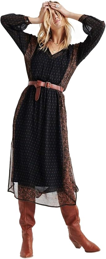 lucky brand border print maxi dress
