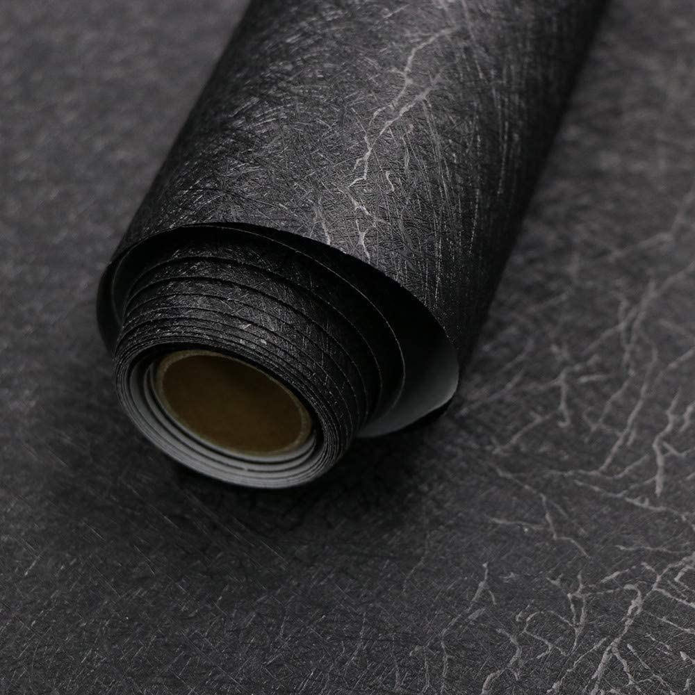 Photo 1 of Abyssaly Black Silk Wallpaper Peel and Stick 15.7" X 196.8" Embossed Self Adhesive Black Contact Paper Removable Kitchen Vinyl Textured Wall Paper Cabinet Furniture Shelf Liner