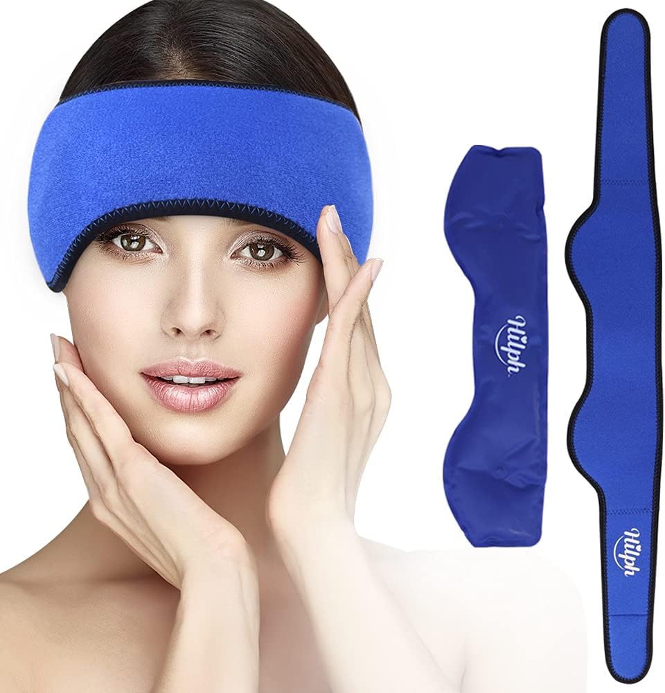 Hilph Migraine Relief Ice Pack for Head Pain Relief Hot Cold Compress Gel Ice Pack Head Wrap for Tension Headache Fever Cooling