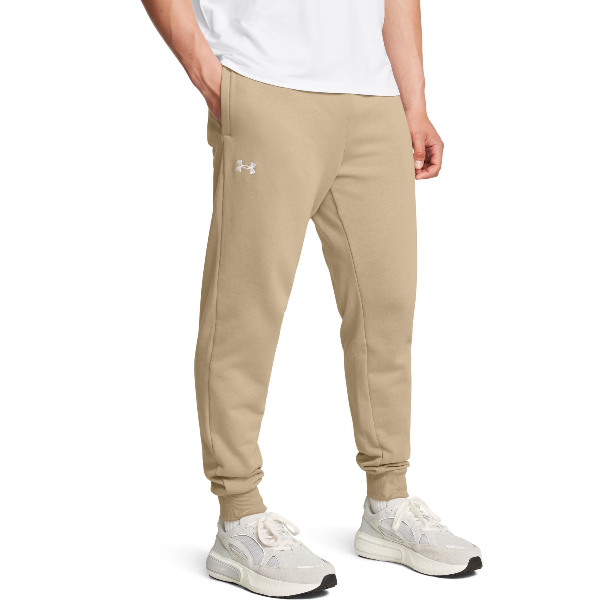 Under Armour Men's Rival Fleece Joggers, (299) City Khaki / / White, 4X-Large Tall Image