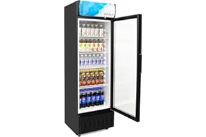ROVSUN 8.5 Cu.Ft Commercial Refrigerator Display Refrigerator ETL NSF Certified, Commercial Beverage Cooler Glass Door Merchandiser Drink Fridge w/Adjustable Shelves LED Light for Bar Restaurant