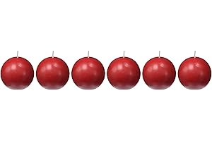 Zest Candle 6-Piece Ball Candles, 3-Inch, Red