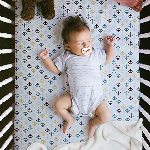 Crib Sheet 1 Pack 100 Cotton Nautical Theme Nursery Bed Sheet for