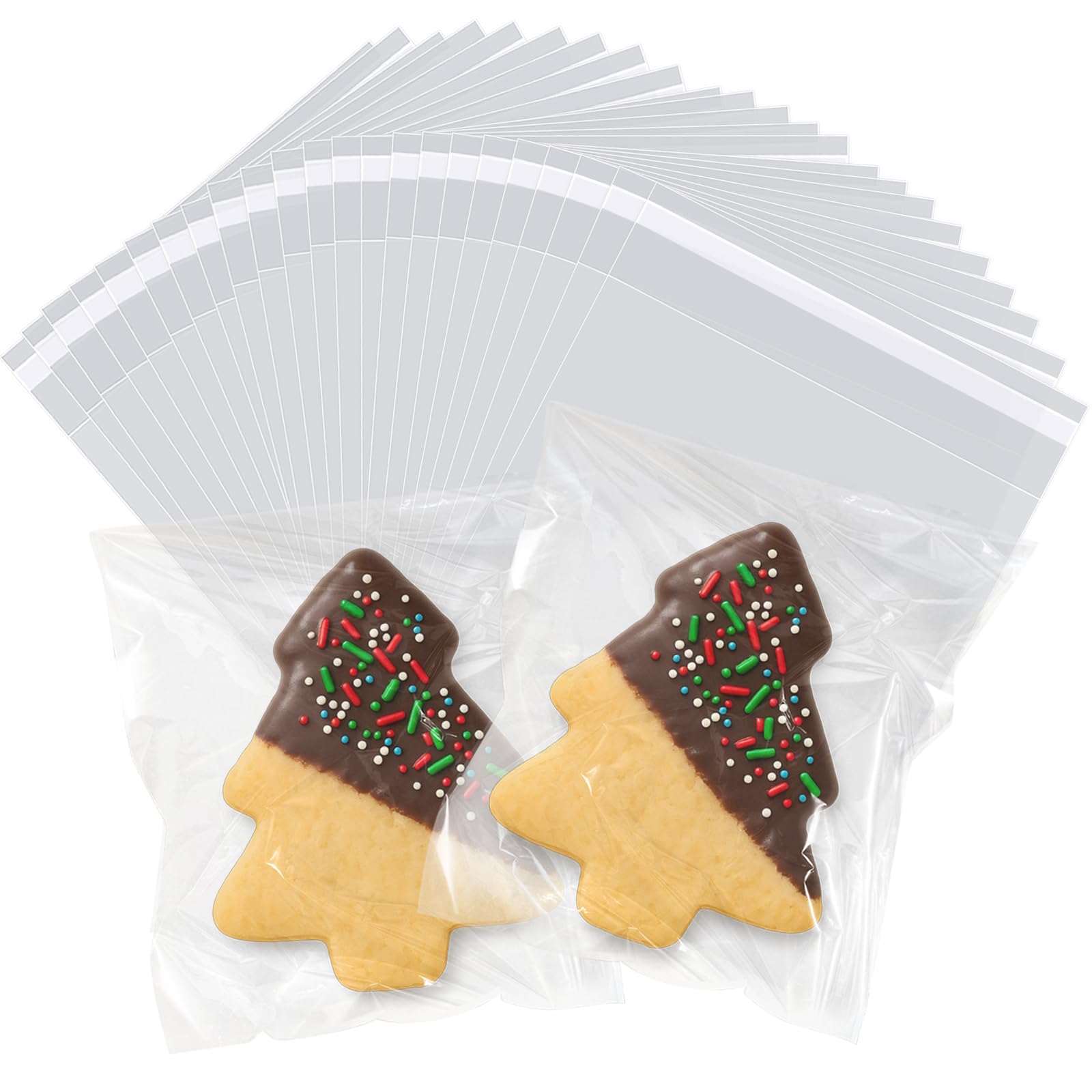 Photo 1 of Cookie Bags with Seal 200PCS Self Sealing Cellophane Bags 4X4 Inches Small Sealable Clear Plastic for Gift Giving, Packaging Candy, Snack, Treat, Products, Party Favors