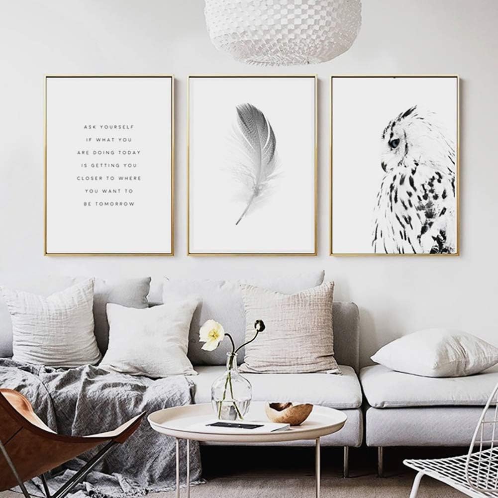 Recoproqfje Home Wedding Decor,Nordic Proverb/Feather/White Hawk Canvas Art Print Wall Painting Poster Picture 16x20inch A*