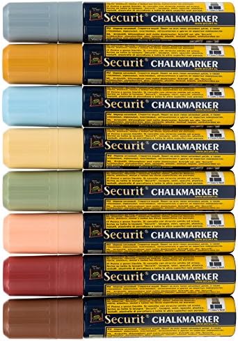 TableTop King SMA720V8ET Securit All-Purpose Jumbo Tip Assorted Earth Tone Chalk Markers - 8/Pack