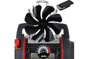 Tomersun Wood Stove Fan 8 Blades Heat Powered, Fireplace Fan Woodstove for Buddy Heater (Included Bracket), Wood Burning Stove Non Electric Thermoelectric Thermal Fan w/Thermometer & Aroma Pod